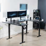 VIVO Black U-Shaped 83" x 60" Height Adjustable 4-Leg Electric Standing Desk