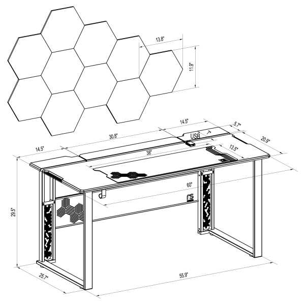 RS Gaming&trade Gaming Computer Desk RGB with 10 Acoustic Panels, Black