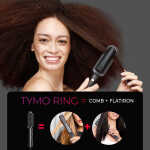 TYMO Ring Hair Straightener Brush, Flat Iron Comb, 5 Temp Settings & 20s Fast Heating, Dual Voltage, Gold