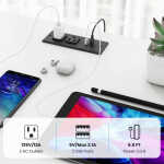 2-Person Reversible Computer Desk Long Office Desk with LED Lights