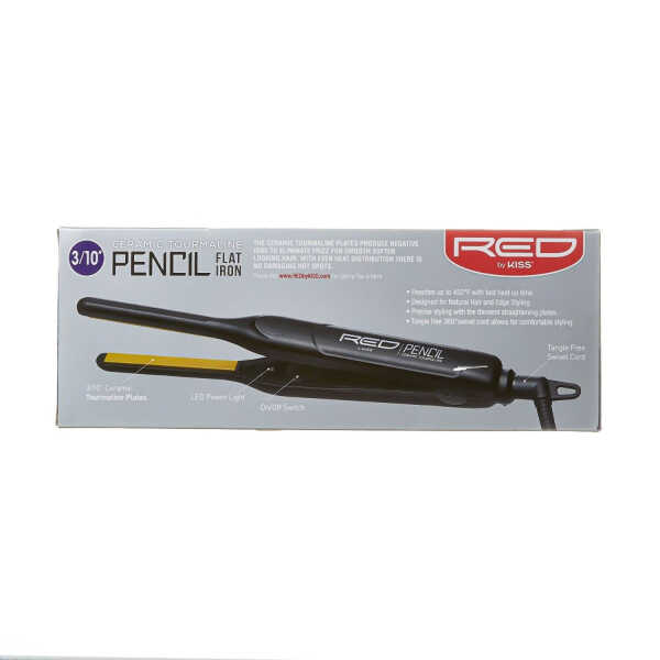 RED By KISS 0.3 Inch Pencil Flat Iron with Ceramic Tourmaline, Hair Straightener for Thin and Short Hair Edge Styling, Even Heat