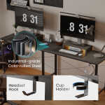 GTRACING L-Shaped Gaming Desk with RGB Light and Removable Storage Stands, Black