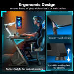 ARES WING 47" Gaming Table with LED Light, Computer Desk for Adult, PC Ergonomic Table White
