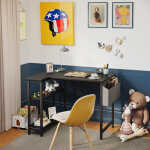 DESINO 40 Inch L-Shaped Computer Desk with Storage Shelves Home Office Corner Desk Study Writing Table, Black