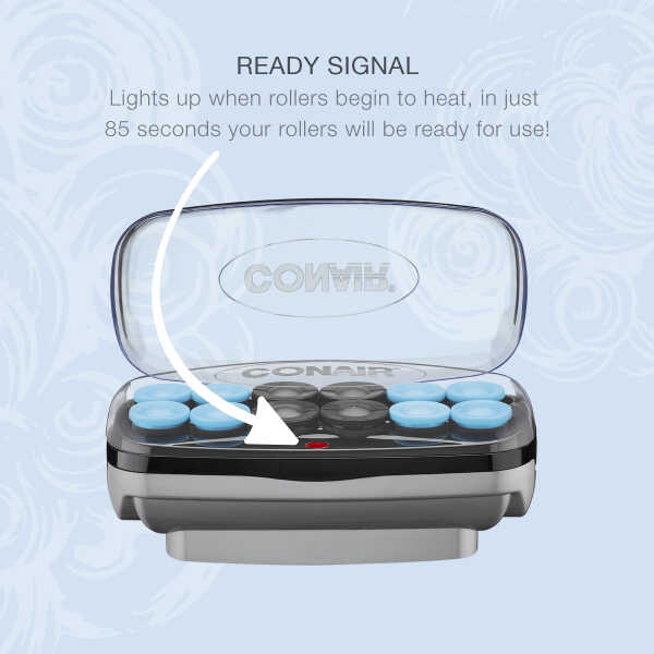 Conair Professional Jumbo and Super-Jumbo Ceramic Hot Hair Rollers, 12 Piece Set, Blue, CHV14XR