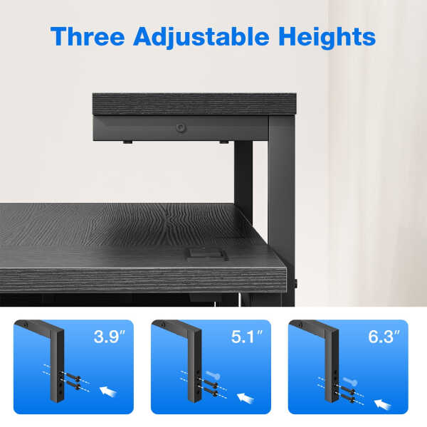 KKL 61 inch L Shaped Gaming Desk with 4 Drawers & Power Outlets, Home Office Desk with Adjustable Heights Monitor Stand &