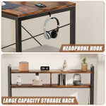 Flyicty 55'' L Shaped Gaming Desk, Ergonomic Corner Desk with Monitor Stand, Computer Desk for Home Office Study Writing