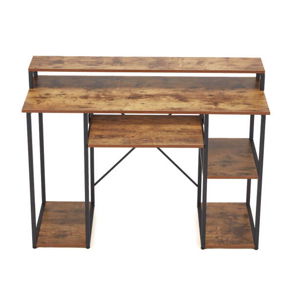JOMEED Computer Desk with Monitor Shelf for At-Home Office, Brown/Black