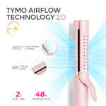 TYMO 360&deg Airflow Curling Iron, Flat Iron Hair Straightener and Curler 2 in 1, 5 Temps & Dual Voltage, 1.25 Inch, Pink