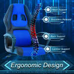YRLLENSDAN Gaming Collection Z-Shaped Desk with Headphone Hook and Adjustable Feet, Blue