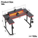 Bestier 51 inch Gaming Desk with LED Lights, U-Shaped Computer Desk with Monitor Stand, Hooks and Cup Holder, Home Office Desk,