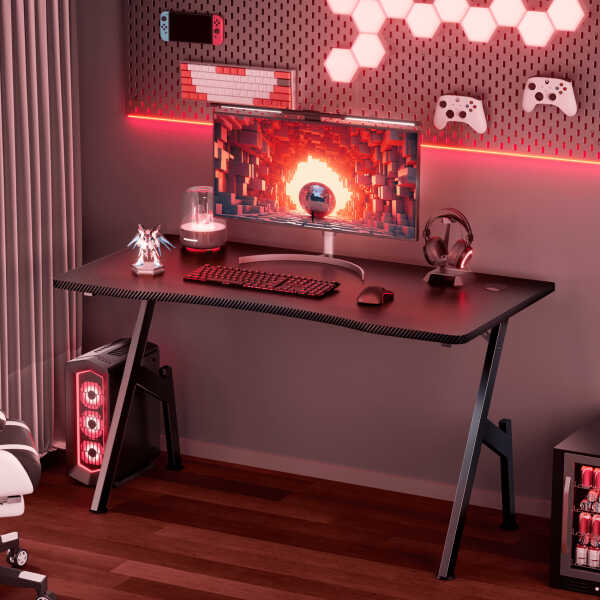 HLDIRECT 47 inch Gaming Desk, Ergonomic Gamer Table, Computer Table, Pc Workstation