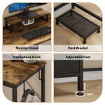 GIKPAL L Shaped Computer Desk, Reversible Gaming Desk with Drawers, Corner Desk with Storage Shelves & Monitor Stand, Home