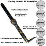 Jose Eber: Clipless Curling Iron 1" (25mm) - Black Marble - Professional Tourmaline Ceramic Barrel, Wand Styling Tool, Ion
