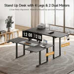 63x43 Inches L Shaped Standing Desk, Electric L Stand Up Desk with 4 Legs, Adjustable Height from 28-46 Inches for Home and