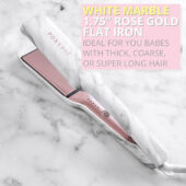 FoxyBae White Marble Rose Gold Flat Iron - Ceramic Tourmaline Technology - Hair Straightener with Negative Ions - Straightens &
