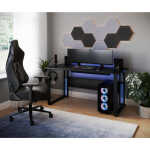 RS Gaming&trade Gaming Computer Desk RGB with 10 Acoustic Panels, Black