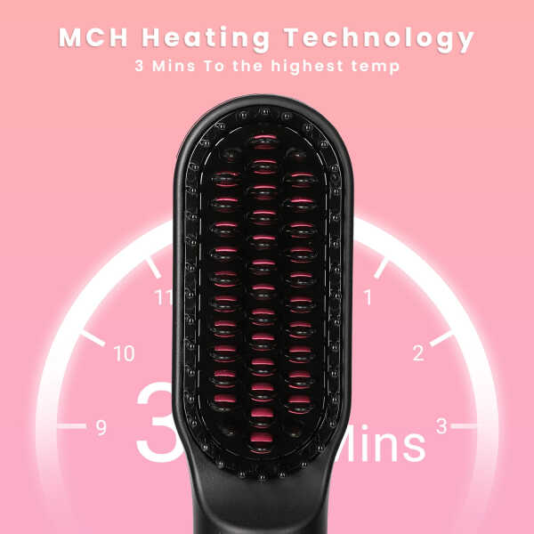 KIPOZI Hair Straightener Brush, Cordless Hair Straightener Brush Portable Hot Comb Straightener, USB Rechargeable & 3 Temp