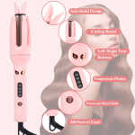 Automatic Hair Curler, Double Ceramic Curling Irons with 1.5" Rotating Barrel, 4 Temps & Timer