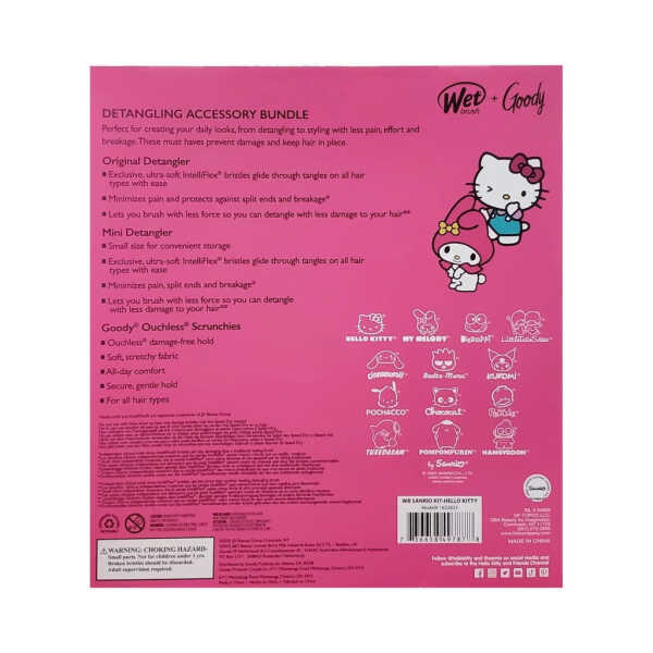 Wet Brush Hello Kitty Womens Girls Hair Detangler Brush Set And Scrunchies