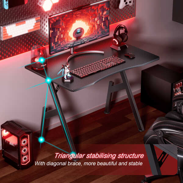 HLDIRECT 47 inch Gaming Desk, Ergonomic Gamer Table, Computer Table, Pc Workstation