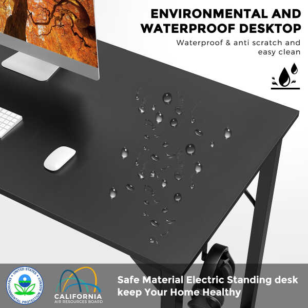 CONCETTA Computer Desk, 31 Inch with Storage Bag and Iron Hooks for Home, Office, Black