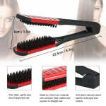SHELLTON Hair Straightener Brush, Anti-static Dual-Brush Comb, Professional V-Shaped Clamp Styling Comb Tool for Home and