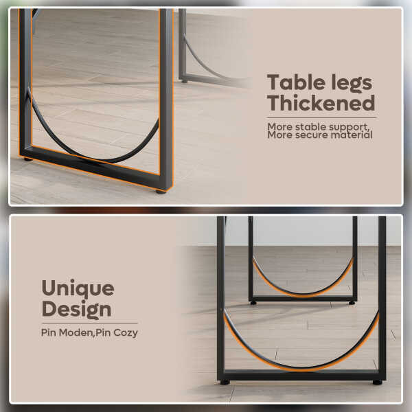 Pinmoco 63" Executive Desk, Lager Writing Desk with Metal Frame, Home and Office, Black with Walnut