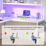 Homieasy L Shaped Desk with Power Outlet & USB Ports, 86.6'' Reversible L-Shaped Gaming Desk with Monitor Stand & LED Strip, 2