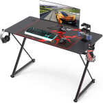 EE EUREKA ERGONOMIC Gaming Desk, 47 inch Gamer Workstation, Carbon Fiber Surface Gaming Computer Desk with Large Mouse Pad,