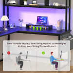 Homieasy L Shaped Desk with Power Outlet & USB Ports, 86.6'' Reversible L-Shaped Gaming Desk with Monitor Stand & LED Strip, 2
