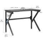 Studio Designs Saga Black Metal Gaming Desk with Cup Holder