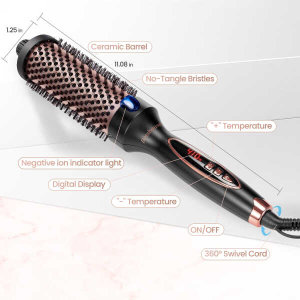 Suerbeaty Curling Iron Brush for Blowout Look, 9 Heat Temps Hot Ionic curling iron 1 1/2 inch Dual Voltage for Traveling
