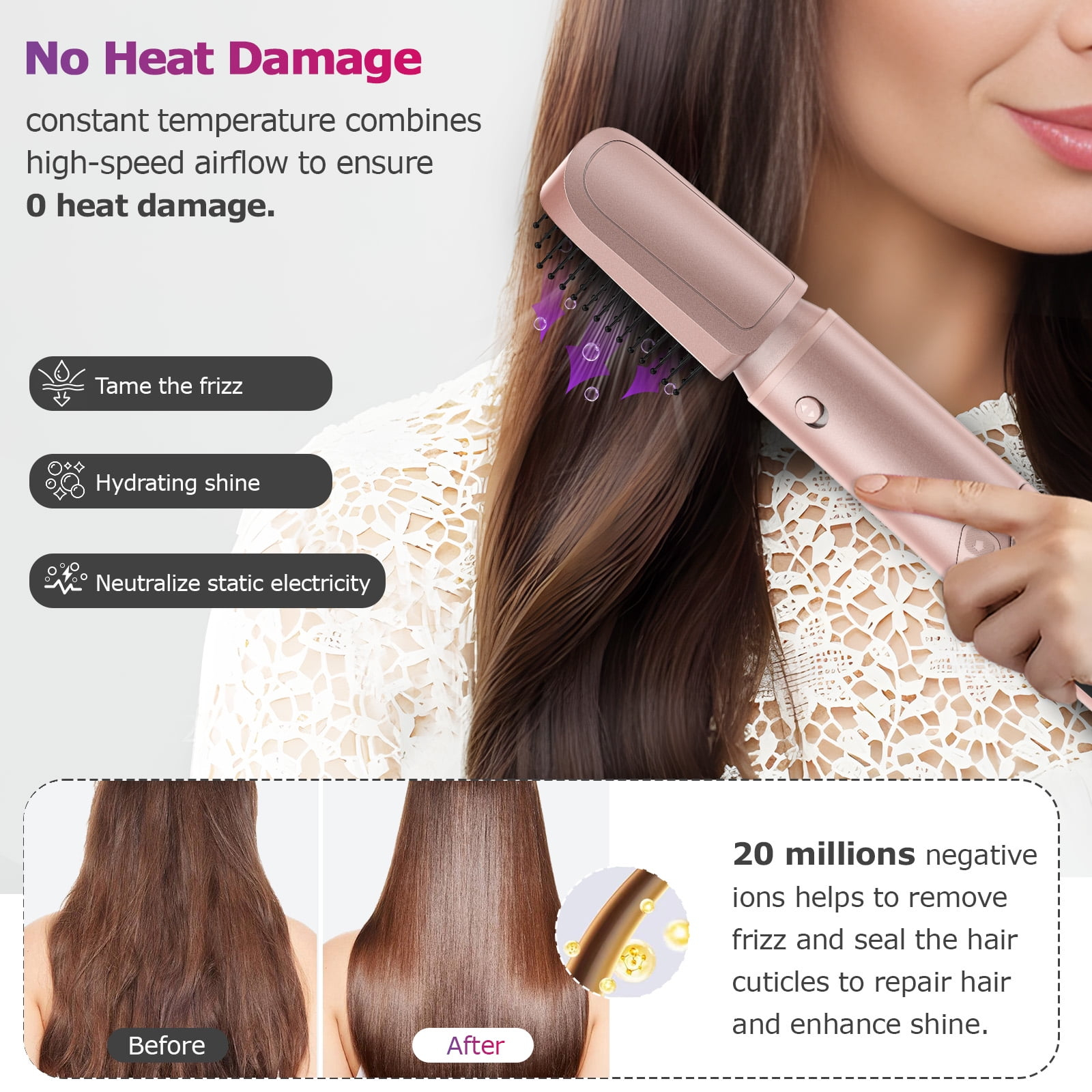 RACCOMB 5-in-1 Hair Styler, Air Styling & Drying System, Powerful Hair Dryer Brush & Multi-Styler with Auto-Wrap Curlers, Oval