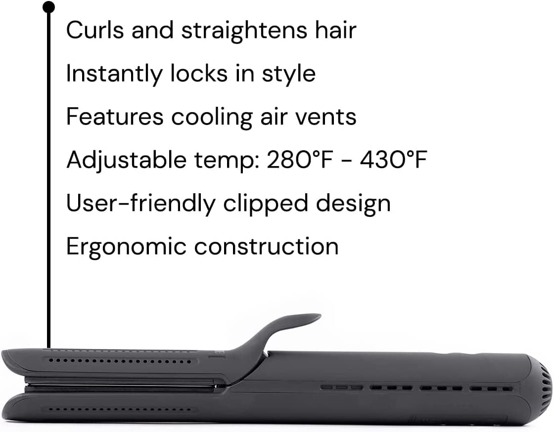 L'ange Hair Le Duo 360 Airflow Styler, Titanium Flat Iron Hair Straightener (Black)