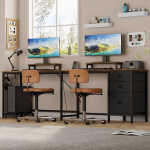 GIKPAL L Shaped Computer Desk, Reversible Gaming Desk with Drawers, Corner Desk with Storage Shelves & Monitor Stand, Home