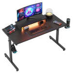 Bestier 42" Gaming Desk PC Computer Office Gamer Table Desk with LED Lights & Monitor Stand in Red