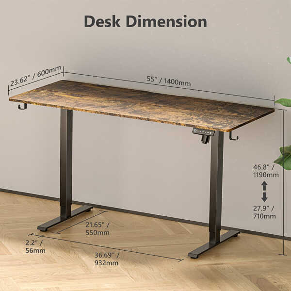 VVENACE Electric Standing Desk Height Adjustable Desk 48 x 24 inch 4 Memory Height Stand up Desk for Home Office, White