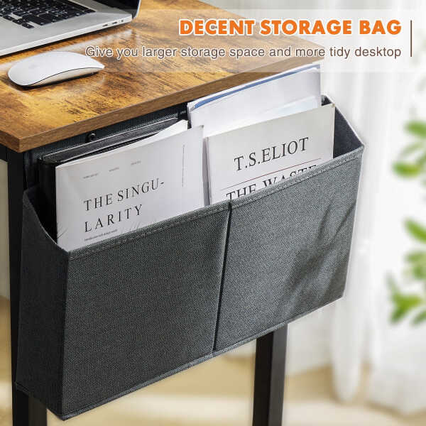 CONCETTA Computer Desk, 31 Inch with Storage Bag and Iron Hooks for Home, Office, Black