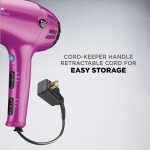Conair 1875 Watt Cord-Keeper Hair Dryer with Ionic Conditioning, Pink
