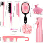 12pcs/Set Hair Styling Comb Set, Detangling Hair Brush For All Hair Types, Detangler Brush Teasing Hair Brush Rat Tail Comb Edge