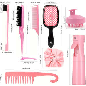 12pcs/Set Hair Styling Comb Set, Detangling Hair Brush For All Hair Types, Detangler Brush Teasing Hair Brush Rat Tail Comb Edge