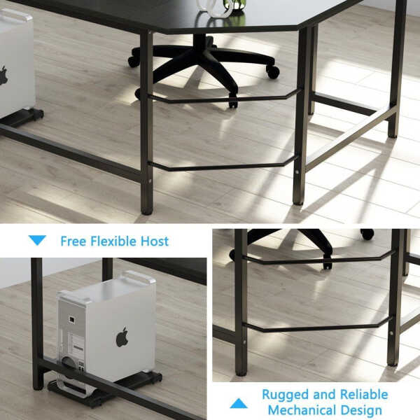 Ktaxon 66" Wood L-Shaped Computer Gaming Desk Corner PC Latop Table Study Office Workstation Black
