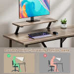 Flyicty 55'' L Shaped Gaming Desk, Ergonomic Corner Desk with Monitor Stand, Computer Desk for Home Office Study Writing