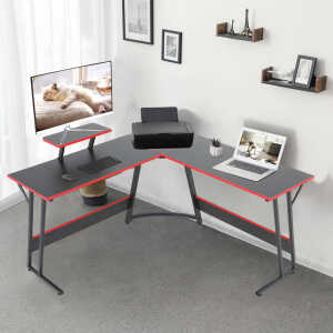 YRLLENSDAN L Shaped Computer Desk, Corner Desk Gaming Table Computer Desk L Shaped Desks Gaming Desks with Large Desktop for