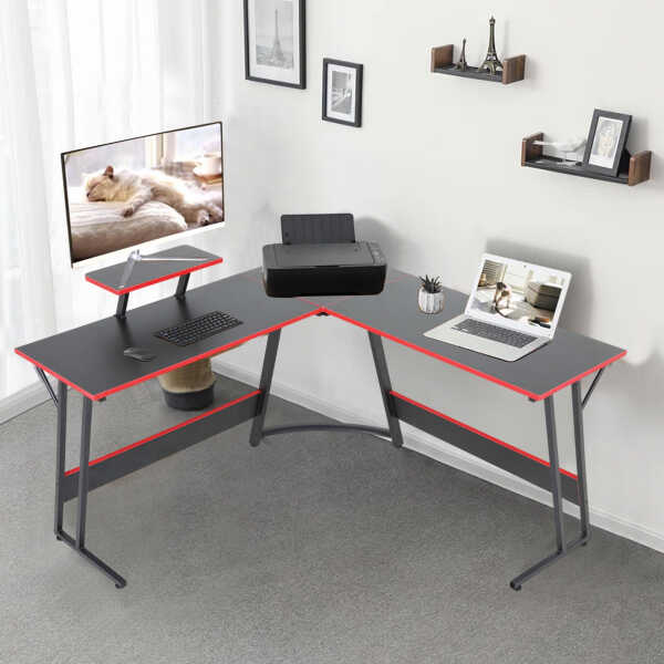 YRLLENSDAN L Shaped Computer Desk, Corner Desk Gaming Table Computer Desk L Shaped Desks Gaming Desks with Large Desktop for