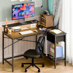 Fairy L Shaped Gaming Desk, 43in Computer Desk with Charging Port (Black)