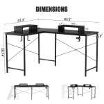 GTRACING L-Shaped Gaming Desk with RGB Light and Removable Storage Stands, Black