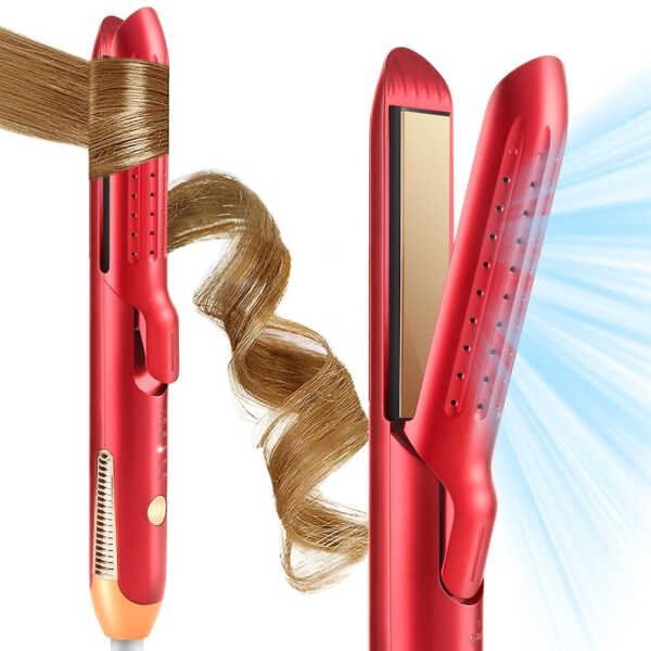Air Hair Straightener,Hair Curler 2 in 1,360&deg Airflow Curling Flat Iron, with Cooling Air Vents to Lock in Style,3D Floating