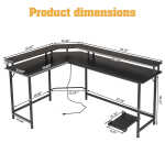 Ktaxon 66" Wood L-Shaped Computer Gaming Desk Corner PC Latop Table Study Office Workstation Black
